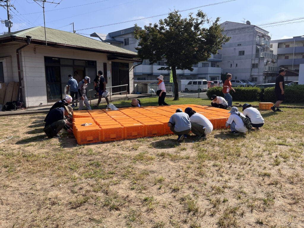ステージの準備中